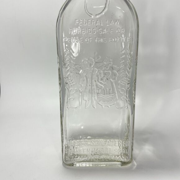 Vintage Alfred Schladerer Glass Bottle Germany Deer Scene Embossed No Cork - Picture 4 of 8